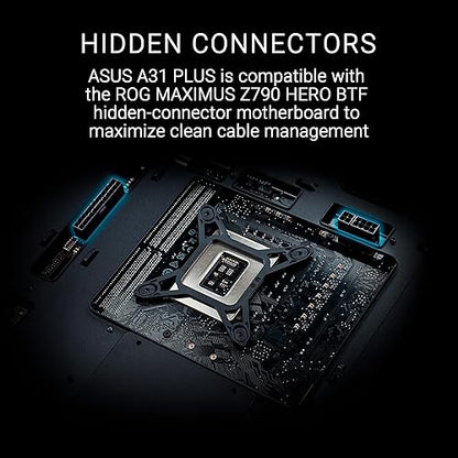 ASUS A31 Plus Black ATX case (Hidden-Connector motherboards, 360mm radiators and 380mm Graphics Cards, with Black or White Color Options, Four pre-Installed ARGB Fans, Clean Cable Management)
