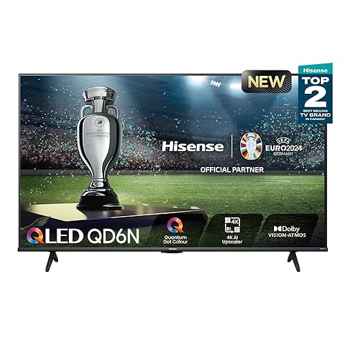 Hisense 50QD6N-50 QLED 4K UHD Google TV with 4K AI Upscaler, AI Sports Mode, Dolby Atmos, HDR10/HDR10+/HLG, Game Mode Plus 50 inch