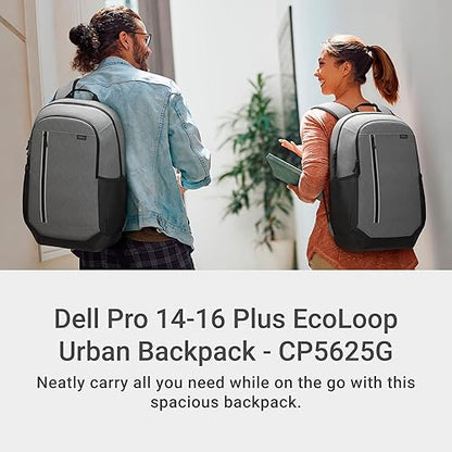 Dell Pro 14-16 Plus EcoLoop Urban Backpack - CP5625G - 27 liters, 16" Laptop Maximum, 2 x Side Pockets, 300D rPET Polyester Woven Fabric, Water Resistant, 52% Recycled Content