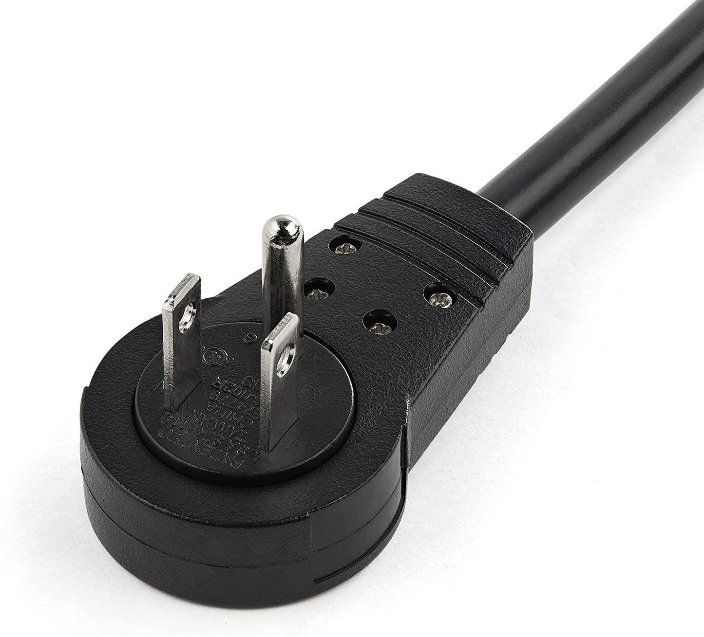 StarTech.com 3ft (1m) Power Extension Cord - 360° Rotating Flat Plug Extension Cord - NEMA 5-15P to NEMA 5-15R, 16 AWG, 125V/15A - Black Short 3-Prong Power Extender Cable (RTPAC1013)