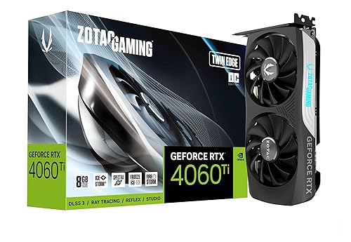 ZOTAC Gaming GeForce RTX 4060 Ti 8GB Twin Edge OC DLSS 3 8GB GDDR6 128-bit 18 Gbps PCIE 4.0 Compact Gaming Graphics Card, IceStorm 2.0 Advanced Cooling, Spectra RGB Lighting, ZT-D40610H-10M