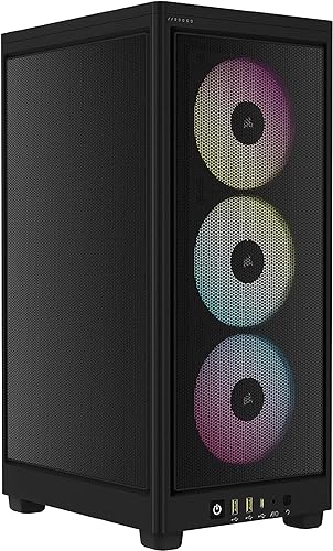 Corsair iCUE 2000D RGB Airflow Mini-ITX PC Case - Mini-ITX Form-Factor - Steel Mesh Panels - Three-Slot GPU Support - 3X AF120 RGB Slim Fans Included - iCUE Lighting Node CORE Controller - Black Black RGB AIRFLOW