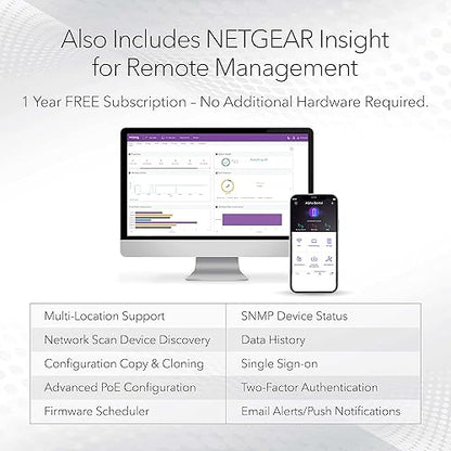 NETGEAR 24-Port Gigabit Ethernet Smart Switch (GS724T) - Managed, Optional 1 Year Insight Cloud Management, with 2 x 1G SFP, Desktop or Rackmount, and Limited Lifetime Protection