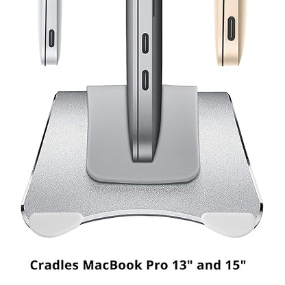 SIIG Aluminum Vertical Laptop Stand Holder, Desk Space Saving, Three Rubber Sizes 0.56, 0.64 & 0.72, Fits MacBook Pro, and Other Laptops to Organize Work & Home Office (CE-MT2R12-S2)
