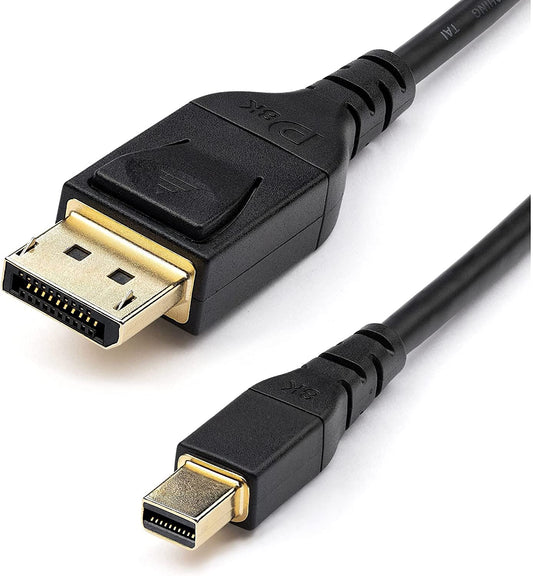 StarTech.com 6ft (2m) VESA Certified Mini DisplayPort to DisplayPort 1.4 Cable - 8K 60Hz HBR3 HDR - Super UHD mDP to DP 1.4 Cord - Slim (34 AWG) Ultra HD 4K 120Hz - Monitor/Video Cable (DP14MDPMM2MB) 6 ft / 2 m