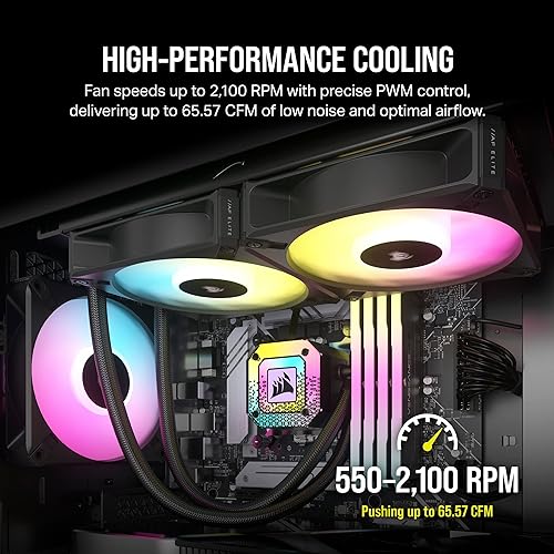 Corsair iCUE AF120 RGB Elite 120mm PWM Fan - Eight RGB LEDs - AirGuide Technology - Fluid Dynamic Bearing - Zero RPM Fan Mode - CORSAIR iCUE Software Compatible - Black
