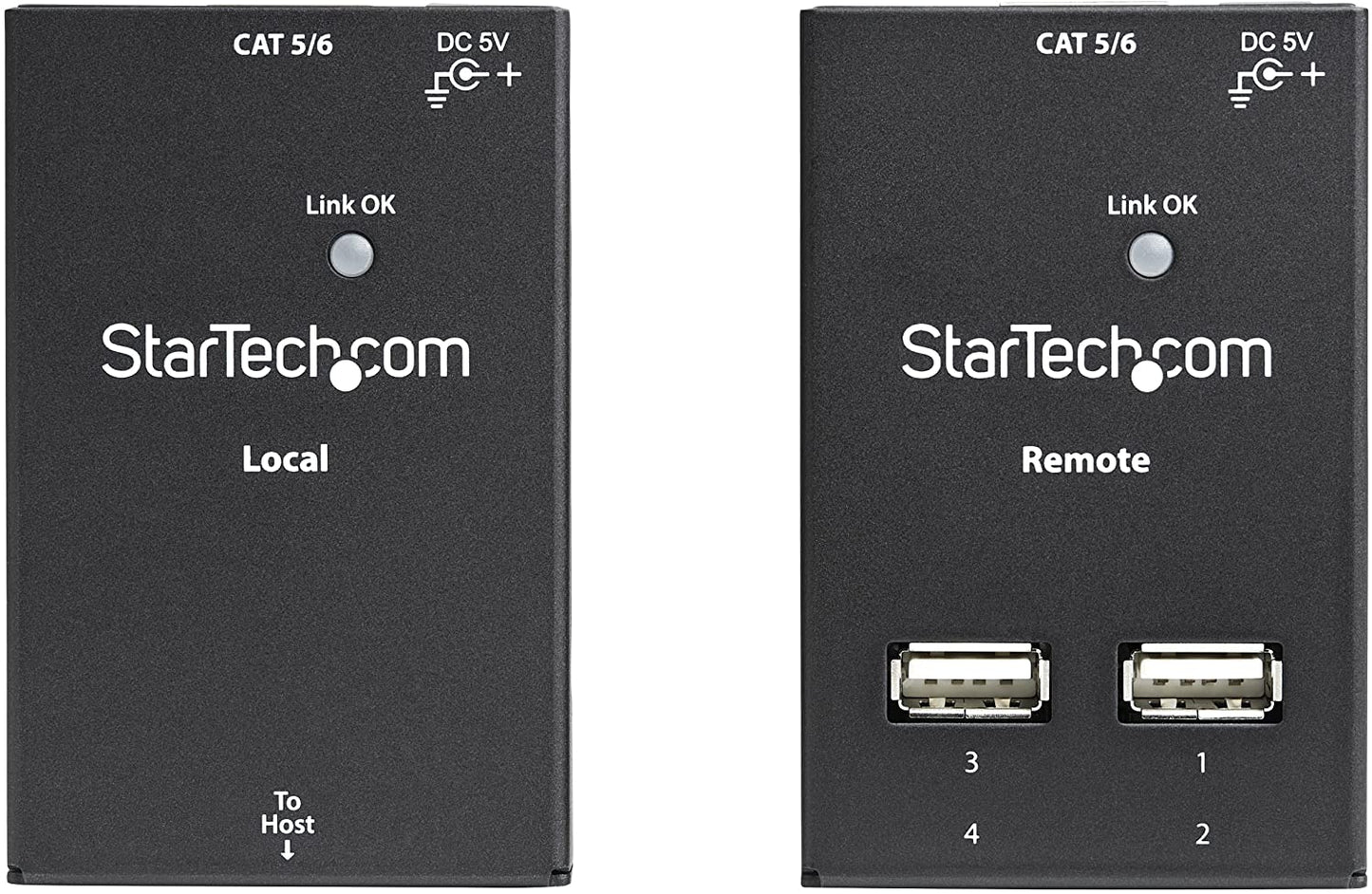 StarTech.com 4-Port USB 2.0 Extender - 165ft (50m) USB Over Cat5/Cat6 Extender - Compact USB 2.0 Over Ethernet Extender (USB2004EXTV) 4 Port (USB 2.0) 130 or 165 ft