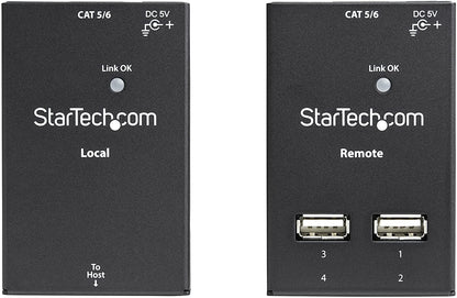StarTech.com 4-Port USB 2.0 Extender - 165ft (50m) USB Over Cat5/Cat6 Extender - Compact USB 2.0 Over Ethernet Extender (USB2004EXTV) 4 Port (USB 2.0) 130 or 165 ft