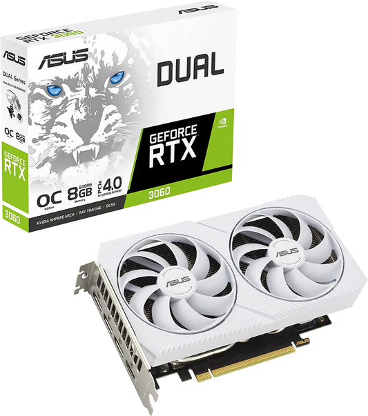 ASUS Dual GeForce RTX™ 3060 White OC Edition 8GB GDDR6 (PCIe 4.0, 8GB GDDR6, HDMI 2.1, DisplayPort 1.4a)