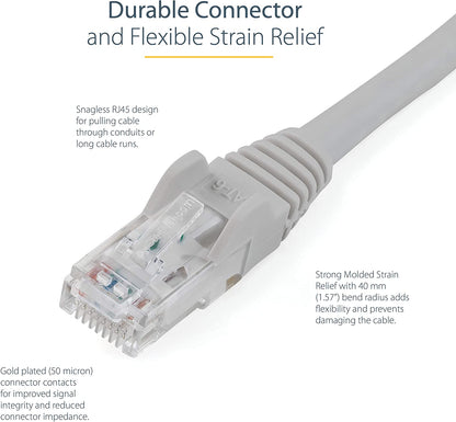 StarTech.com 5ft CAT6 Ethernet Cable - Black CAT 6 Gigabit Ethernet Wire -650MHz 100W PoE RJ45 UTP Category 6 Network/Patch Cord Snagless w/Strain Relief Fluke Tested UL/TIA Certified (N6PATCH5GR) Gray 5 ft / 1.5 m 1 Pack