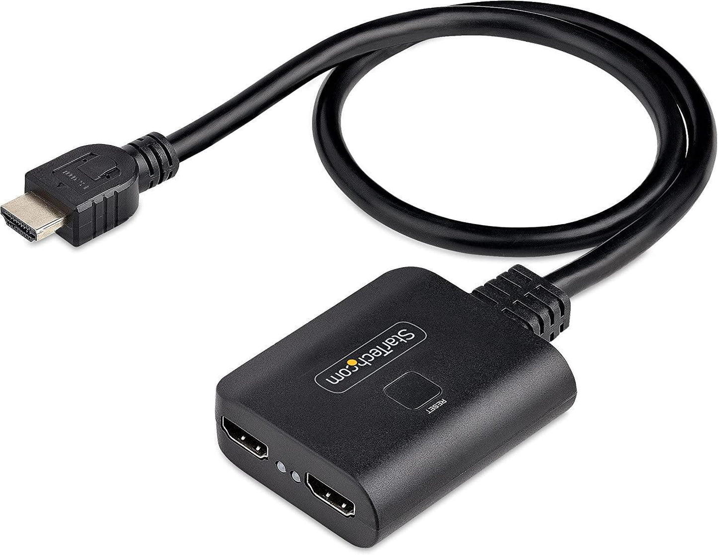 StarTech.com 2-Port HDMI Splitter, 4K 60Hz HDMI 2.0 Video, 4K HDMI Splitter 1 in 2 Out, 1x2 HDMI Display/Output Splitter, HDR/HDCP, 20in (50cm) Built-in HDMI Cable (HDMI-SPLITTER-4K60UP)