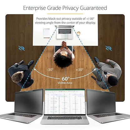 StarTech.com 14-inch 16:9 Touch Privacy Screen, Laptop Security Shield, Anti-Glare Blue Light Filter, Flip-Over