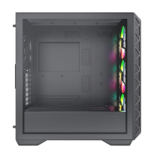 Montech AIR 903 MAX, E-ATX Mid Tower Case, High Airflow, 3x 140mm ARGB PWM & 1x 140mm PWM Fans Pre-installed, Tempered Glass Side Panel, Mesh Front, Type-C, Support 4090 GPUs, Black AIR 903 MAX (B)