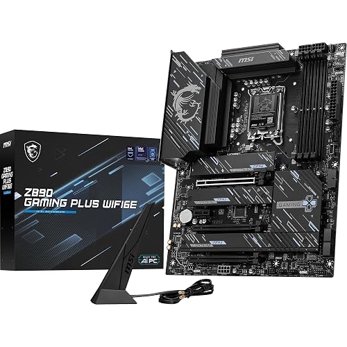 MSI Z890 Gaming Plus WIFI6E Gaming Motherboard (Supports Core Ultra Series 2 Intel Processors, LGA 1851, DDR5, PCIe 5.0, M.2, SATA, 5Gbps LAN, USB Type-C, Wi-Fi 7, Bluetooth 5.4, Thunderbolt 4, ATX)