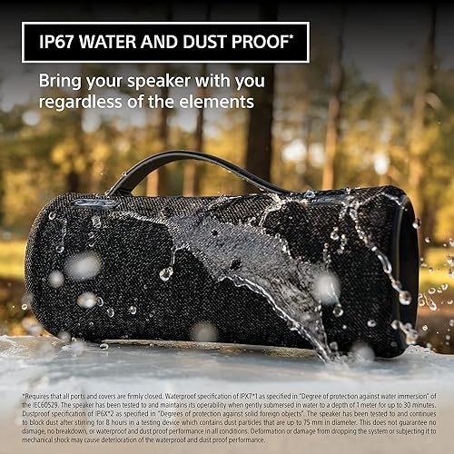Sony SRS-XG300 X-Series Wireless Portable-Bluetooth Party-Speaker IP67 Waterproof and Dustproof with 25 Hour-Battery and Retractable Handle, Black SRSXG300 Speakers Black