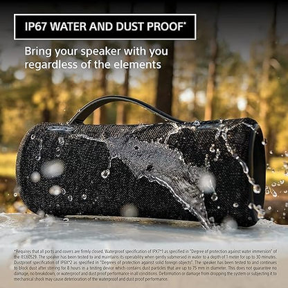 Sony SRS-XG300 X-Series Wireless Portable-Bluetooth Party-Speaker IP67 Waterproof and Dustproof with 25 Hour-Battery and Retractable Handle, Black SRSXG300 Speakers Black