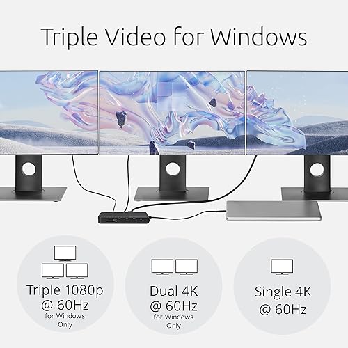 Kensington UH1510P USB C Hub 11-in-1 Triple Display with 2 HDMI 1 DP++, 85W Power Charging, Ethernet, SD/MicroSD Card Slots, 3xUSB-A, 2xUSB-C, USB C Dongle for Dell/HP/Lenovo/ThinkPad (K34040WW)