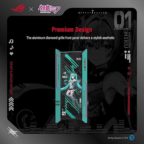 ASUS ROG Strix Helios II Hatsune Miku Edition Gaming pc case, with Dual Tempered Glass Side Panels, Support for Graphics Cards up to 450mm Long, Graphics Card Braces