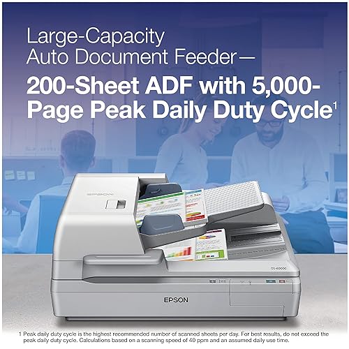 Epson Canada Inc Epson Workforce DS-60000 Large Format Sheet-Fed Colour Document Scanner with 200 Page Auto Document Feeder (ADF) and Duplex (B11B204221)