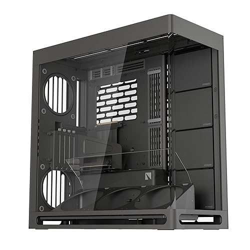 HAVN HS 420 VGPU Dual-Chamber Mid Tower ATX PC Case Black | PCIe 5.0 Vertical GPU Kit, 11x 140mm Fans & 3X 420mm Radiator Support, SimpliCable Cable Management, Tempered Glass, PWM Fan Hub Black Vertical GPU Mount HVN-CA-HS420-08