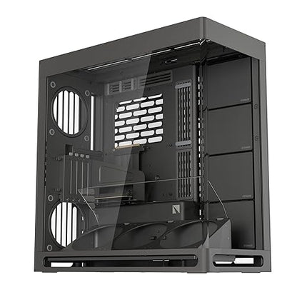HAVN HS 420 VGPU Dual-Chamber Mid Tower ATX PC Case Black | PCIe 5.0 Vertical GPU Kit, 11x 140mm Fans & 3X 420mm Radiator Support, SimpliCable Cable Management, Tempered Glass, PWM Fan Hub Black Vertical GPU Mount HVN-CA-HS420-08