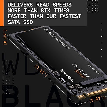 Western Digital WD Black NVME SN750 500 GB M.2 2280-S3-M PCIe Gen3 Internal Solid State Drive (WDS500G3X0C)