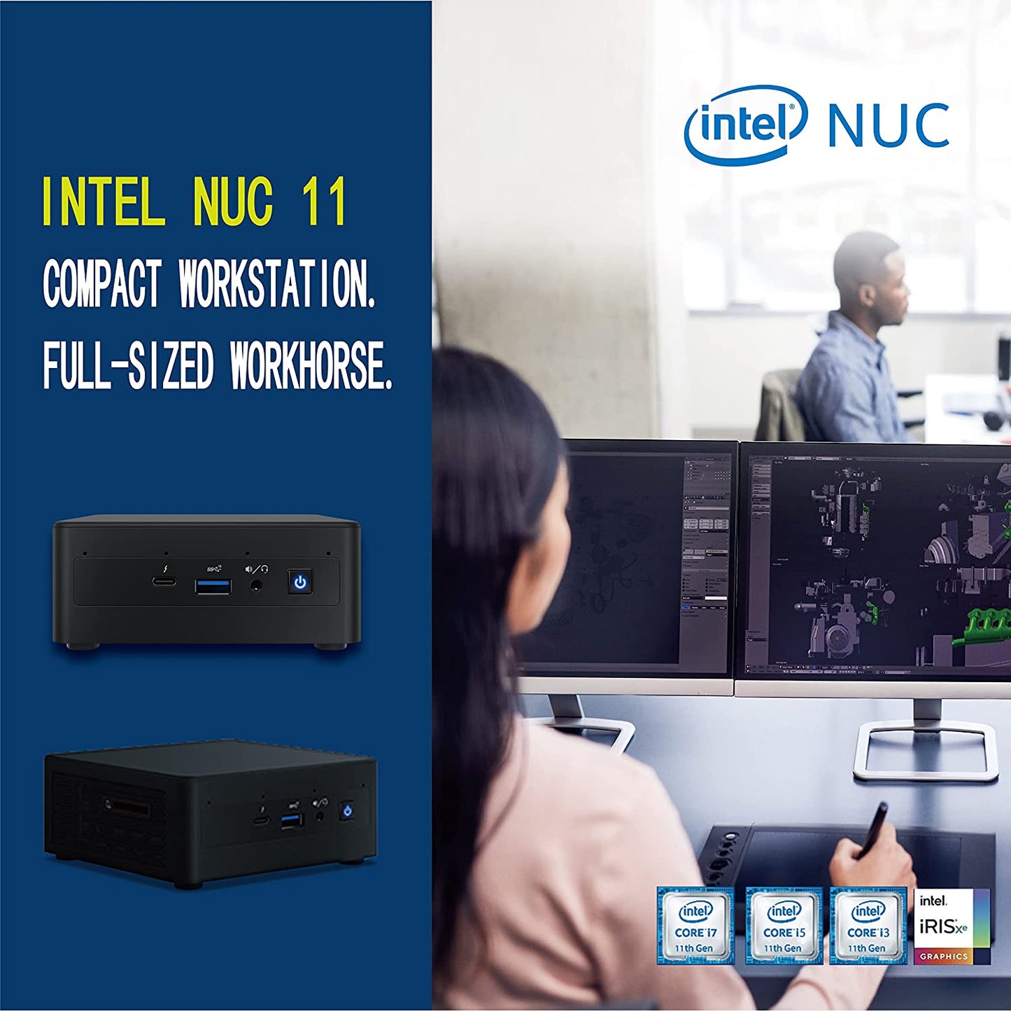 Intel NUC 11 Pro NUC11PAHi5 Panther Canyon Desktop Mini PC,Intel® Core™ i5-1135G7 4-Core, 2.4–4.2 GHz Turbo, Kingston 16GB DDR4 RAM, Kingston 512GB PCIe SSD, 28W Intel® Iris™ Xe Graphics, Win 11 Pro CORE i5 16GB Ram+512GB SSD