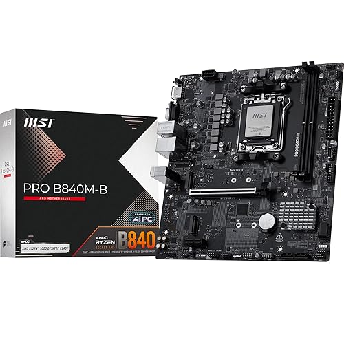 MSI PRO B840M-B Motherboard, mATX - Supports AMD Ryzen 9000/8000 / 7000 Processors, AM5 - DDR5 Memory Boost (8000+ MT/s OC), PCIe 4.0 x16, M.2 Gen4, Wi-Fi 7, 2.5G LAN