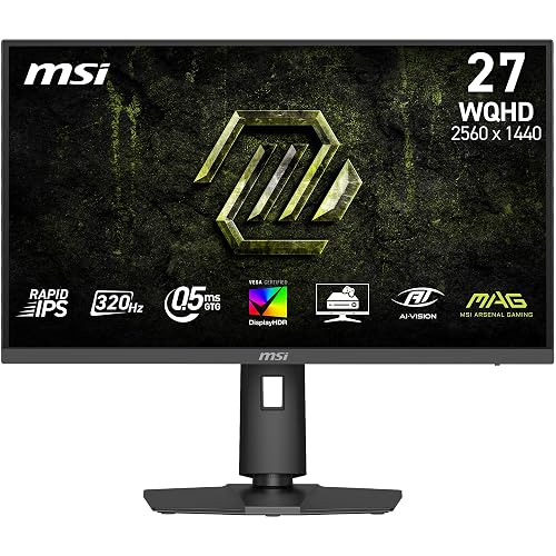 msi MAG 274CQPDF X32 27-inch 2560 x 1440 (QHD) Gaming Monitor, AMD FreeSync Premium, Dual Mode with WQHD 320Hz and HD 400Hz, HDR Ready, HDMI, VGA Port, VESA, Tilt, 0.5ms, Black