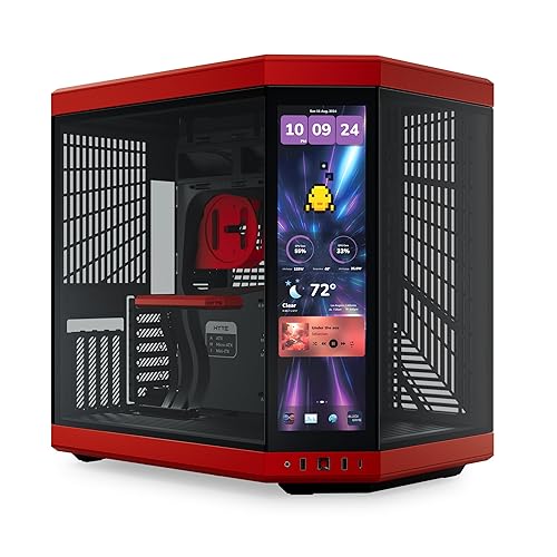 HYTE Y70 Touch Infinite Dual Chamber ATX Mid Tower Modern Aesthetic Case with Integrated 2.5K LCD Touchscreen - Black Cherry