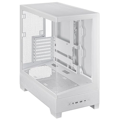 ASUS A31 White ATX Mid-Tower Gaming Case, Dual-Sided Tempered Glass, Frameless Design, BTF Hidden Connectors, 360 AIO Support, 8° Angled Base, ARGB Ready, Optimized Airflow, Seamless Cable Management ATX|Dual-sided Tempered Glass A31|BTF|White