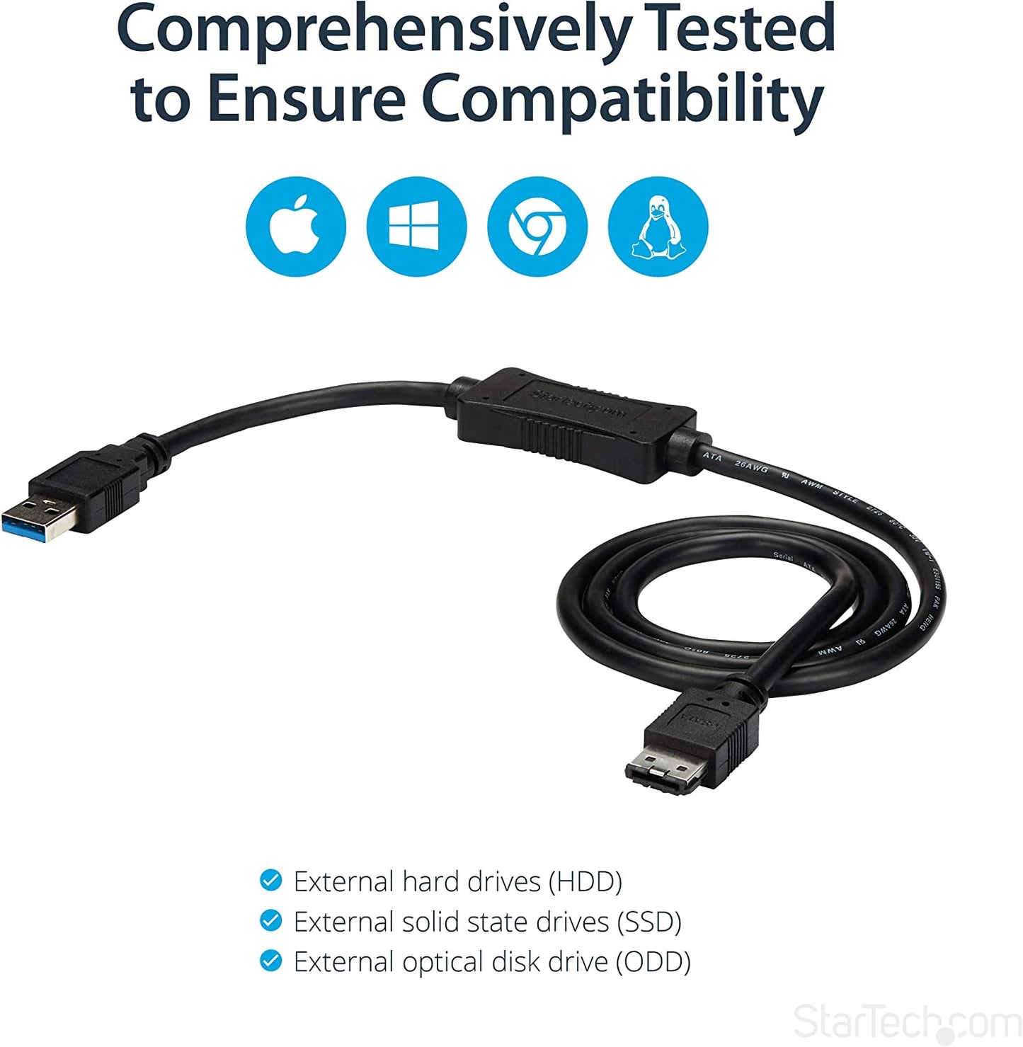 StarTech.com 3 ft USB 3.0 to eSATA Adapter - 6 Gbps USB to HDD/SSD/ODD Converter - Hard Drive to USB Cable (USB3S2ESATA3) eSATA (SATA III) USB 3.0