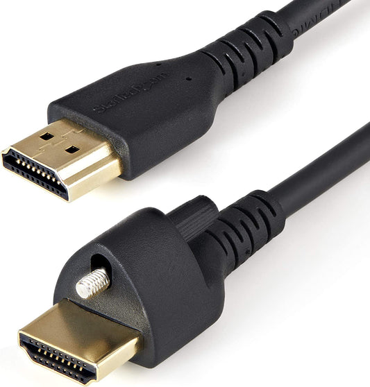 StarTech.com 1m(3ft) HDMI Cable with Locking Screw - 4K 60Hz HDR - High Speed HDMI 2.0 Monitor Cable with Locking Screw Connector for Secure Connection - HDMI Cable with Ethernet - M/M (HDMM1MLS) 1M (3.3 Feet)