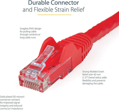 StarTech.com N6PATCH100RD Gigabit Snagless RJ45 UTP Cat6 Patch Cable, 100-Feet (Red) Red 100 ft