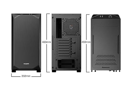 be quiet! Pure Base 500 ATX Midi Tower PC Case | Tempered Glass Window | Two Pre-Installed Low Noise Cooling Fans | Black | BGW34 Black BGW34