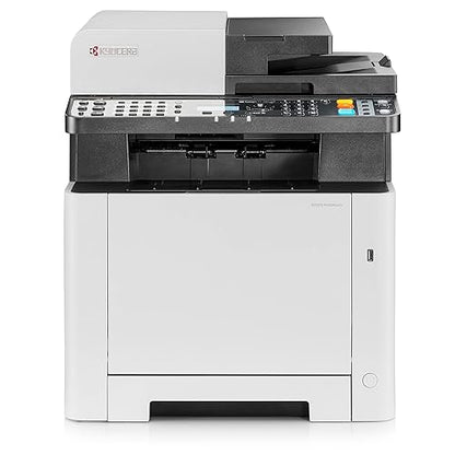 Kyocera ECOSYS MA2100cwfx, 22ppm Copy/Scan/Print/Fax Color Laser MFP. Standard 1200dpi, ADF, 5 Line LCD & Hard Key Control Panel, Duplex, Wireless & Wi-Fi Direct, USB, Gigabit Ethernet, 512MB Memory