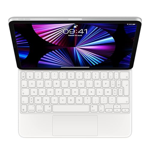 Apple Magic Keyboard: iPad Keyboard case for iPad Pro 11-inch (1st, 2nd, 3rd, 4th Generation) and iPad Air (4th, 5th Generation), Great Typing Experience, Built-in trackpad, French - White French White
