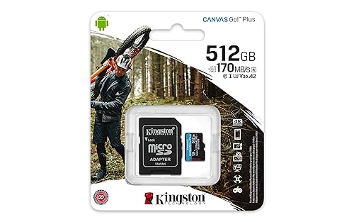 Kingston 512GB microSDXC Canvas Go Plus 170MB/s Read UHS-I, C10, U3, V30, A2/A1 Memory Card + Adapter (SDCG3/512GB)