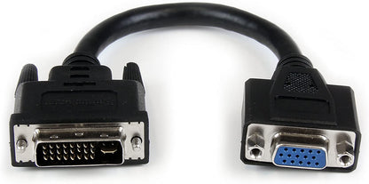 StarTech.com 8in DVI to VGA Cable Adapter - DVI-I Male to VGA Female Dongle Adapter (DVIVGAMF8IN) Black DVI Male to VGA Female (Cable)