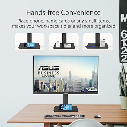 ASUS 27” 4K Business Monitor (VA27UCPS) - UHD (3840 x 2160), IPS, 99% sRGB, HDR-10, USB-C PD65W, USB Hub, Speakers, Eye Care, Ergonomic, VESA Wall Mountable, Green Sustainability, 3 yr Warranty
