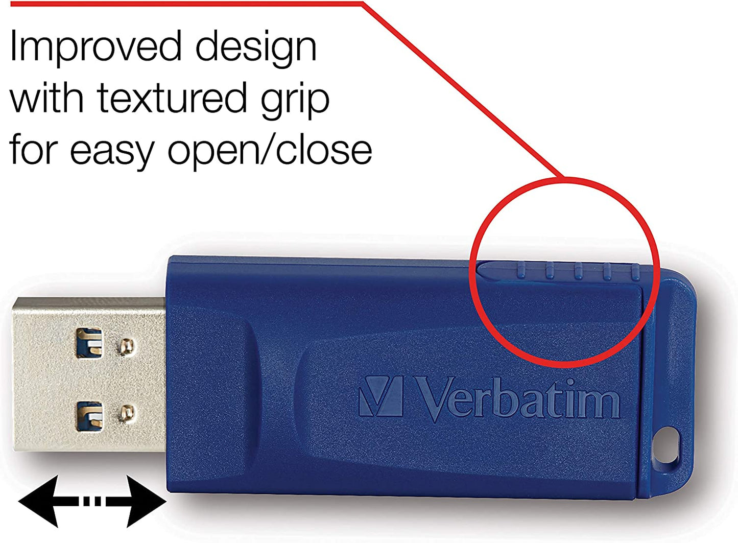 Verbatim 4GB USB 2.0 Flash Drive - Cap-Less &amp; Universally Compatible - Blue, Model:97087 4 GB Standard Packaging