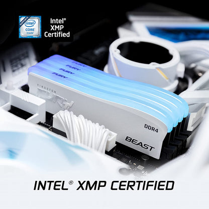 Kingston Fury Beast RGB White 32GB (2x16GB) 3200MT/s CL16 DDR4 Desktop Memory Kit of 2 | Infrared Syncing | Intel XMP &amp; AMD Ryzen Ready | RGB CTRL Software | KF432C16BWAK2/32