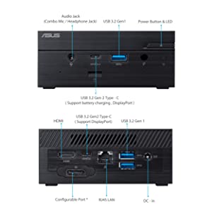 ASUS PN50-BBR065MD AMD Renoir FP6 R5-4500U/ DDR4/ WiFi/ USB3.1 Mini PC Barebone System (Black)