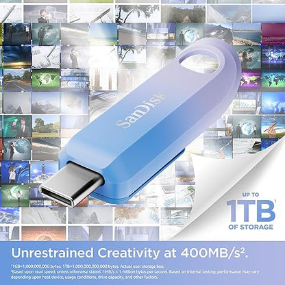 256GB SanDisk Creator USB-C Flash Drive for Content Creators - Up to 400MB/s, 3 Months of Adobe Lightroom Included - SDCZ75C-256G-G46 USB-C Flash Drive 256GB