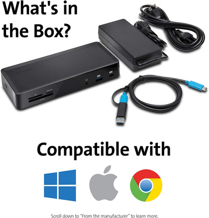 Kensington SD4900P Triple 4k Display Docking Station for Windows, MacBooks and Surface - 60W PD; USB-C, Thunderbolt 3/4 &amp; USB-A (K36800NA)