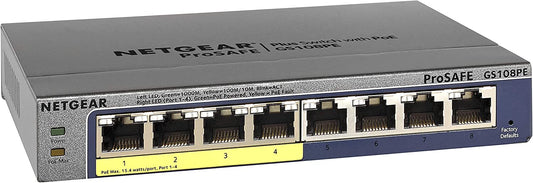 NETGEAR 8-Port PoE Gigabit Ethernet Plus Switch (GS108PEv3) - Managed, with 4 x PoE @ 53W, Desktop or Wall Mount, and Limited Lifetime Protection Plus 8 port | 4xPoE 53W