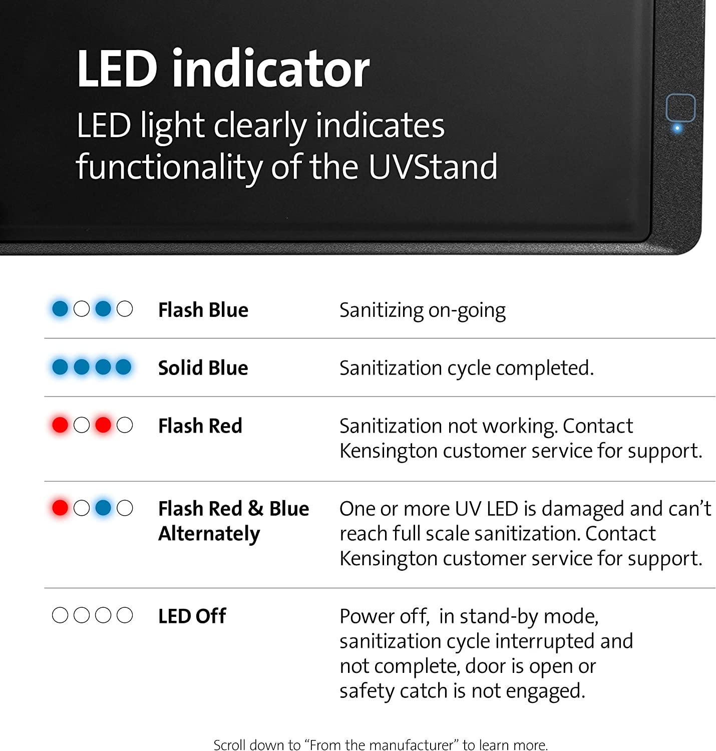 Kensington UVStand™ Monitor Stand with UV Disinfection Compartment –Black (K55100WW)