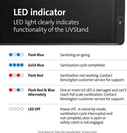 Kensington UVStand™ Monitor Stand with UV Disinfection Compartment –Black (K55100WW)