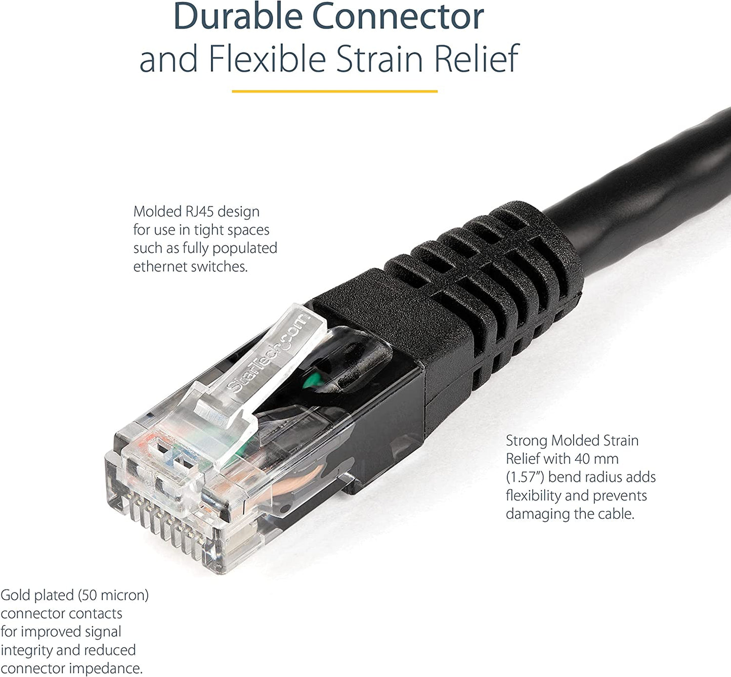 StarTech.com 6ft CAT6 Ethernet Cable - Black CAT 6 Gigabit Ethernet Wire -650MHz 100W PoE++ RJ45 UTP Molded Category 6 Network/Patch Cord w/Strain Relief/Fluke Tested UL/TIA Certified (C6PATCH6BK) Black 6 ft / 1.82 m 1 Pack