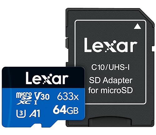 Lexar High-Performance 633x 64GB MicroSDXC UHS-I Card with SD Adapter (LSDMI64GBBNL633A) 64GB w/SD Adapter